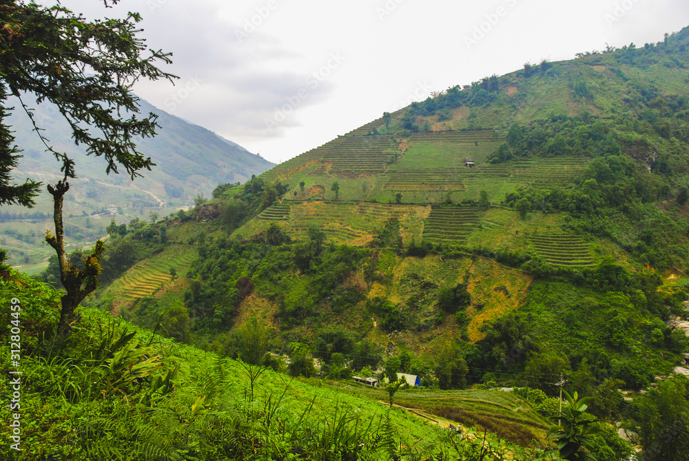 Scenery of beautiful nature around Sapa with rice terraces, Vietnam Scenery of beautiful nature around Sapa with rice terraces, Vietnam