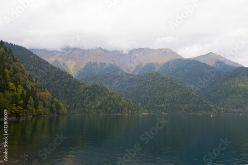 Abkhazia. Jeep trip to the mountains. The Gega waterfall, lake Riza