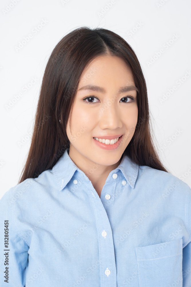 Attractive Asian woman portrait on white background Attractive Asian woman portrait on white background