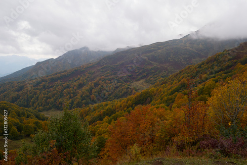 Abkhazia. Jeep trip to the mountains. The Gega waterfall, lake Riza