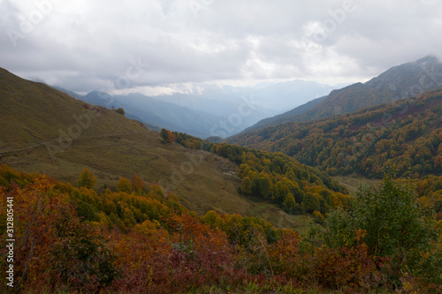 Abkhazia. Jeep trip to the mountains. The Gega waterfall, lake Riza