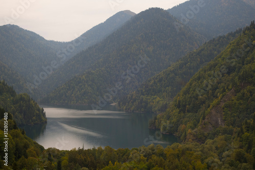 Abkhazia. Jeep trip to the mountains. The Gega waterfall, lake Riza