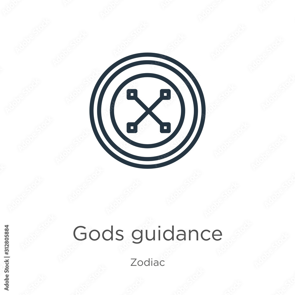 Gods guidance icon. Thin linear gods guidance outline icon isolated on white background from zodiac collection. Line vector sign, symbol for web and mobile Gods guidance icon. Thin linear gods guidance outline icon isolated on white background from zodiac collection. Line vector sign, symbol for web and mobile