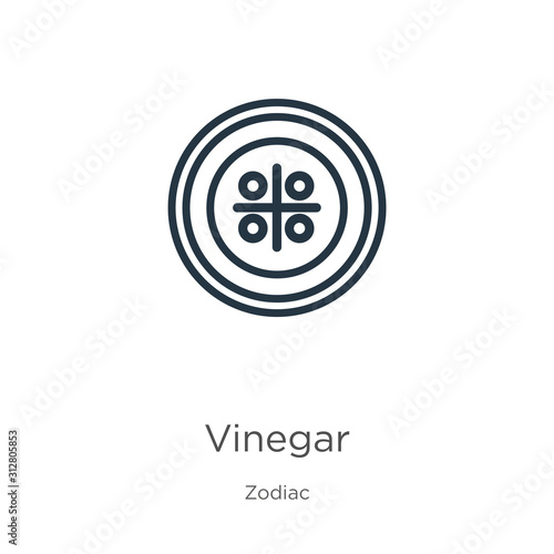 Vinegar icon. Thin linear vinegar outline icon isolated on white background from zodiac collection. Line vector sign, symbol for web and mobile