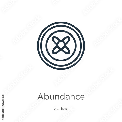 Abundance icon. Thin linear abundance outline icon isolated on white background from zodiac collection. Line vector sign, symbol for web and mobile