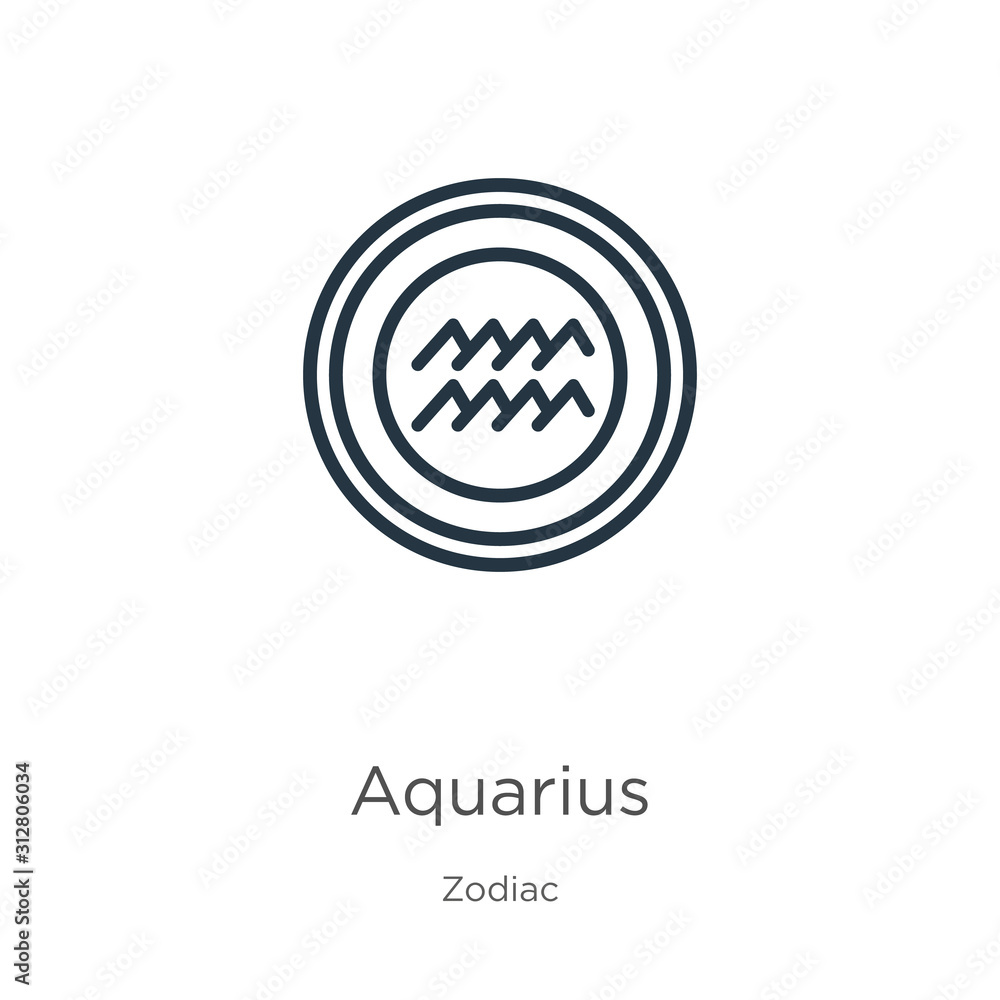 Aquarius icon. Thin linear aquarius outline icon isolated on white background from zodiac collection. Line vector sign, symbol for web and mobile Aquarius icon. Thin linear aquarius outline icon isolated on white background from zodiac collection. Line vector sign, symbol for web and mobile