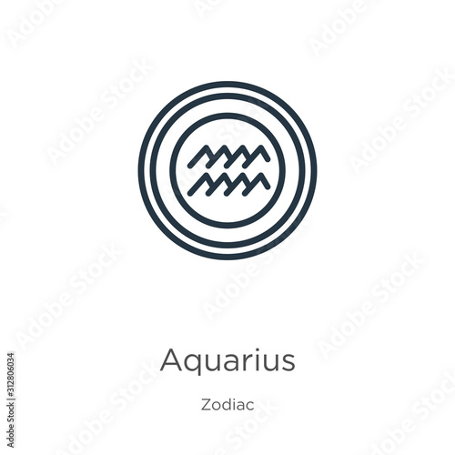 Aquarius icon. Thin linear aquarius outline icon isolated on white background from zodiac collection. Line vector sign, symbol for web and mobile