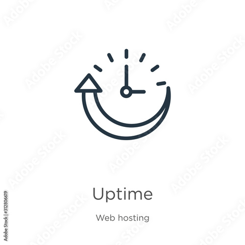 Uptime icon. Thin linear uptime outline icon isolated on white background from web hosting collection. Line vector sign, symbol for web and mobile photo