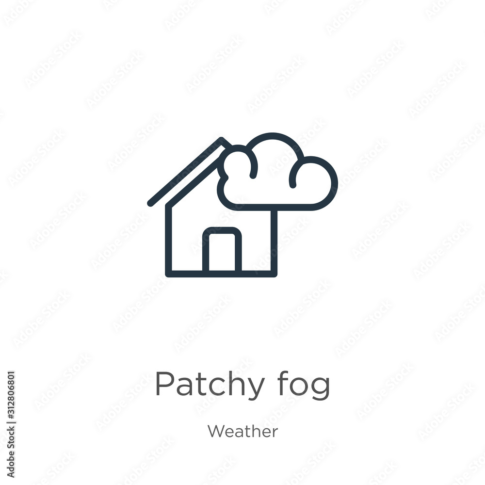 Patchy fog icon. Thin linear patchy fog outline icon isolated on white background from weather collection. Line vector sign, symbol for web and mobile Patchy fog icon. Thin linear patchy fog outline icon isolated on white background from weather collection. Line vector sign, symbol for web and mobile