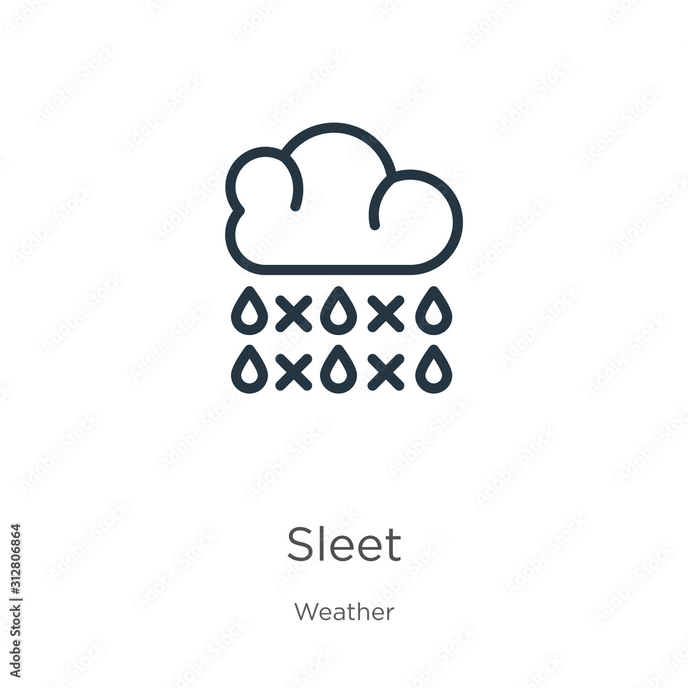 Obraz premium Sleet icon. Thin linear sleet outline icon isolated on white background from weather collection. Line vector sign, symbol for web and mobile