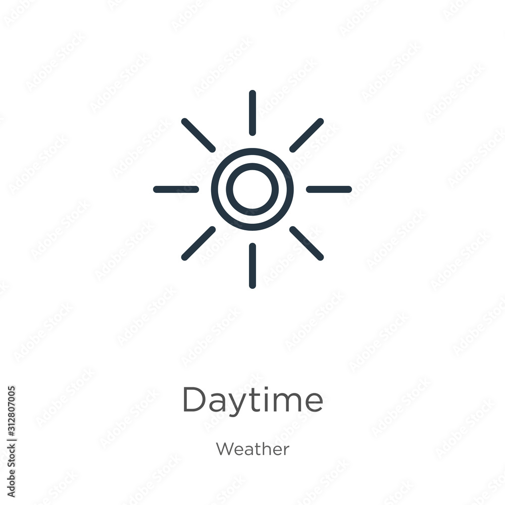 Daytime icon. Thin linear daytime outline icon isolated on white background from weather collection. Line vector sign, symbol for web and mobile Daytime icon. Thin linear daytime outline icon isolated on white background from weather collection. Line vector sign, symbol for web and mobile