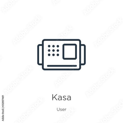 Kasa icon. Thin linear kasa outline icon isolated on white background from user collection. Line vector sign, symbol for web and mobile