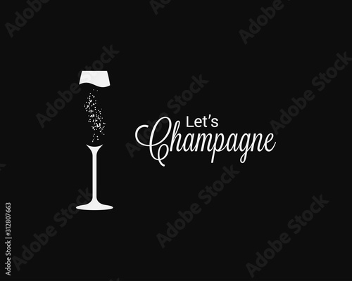 Champagne glass logo on holiday black background