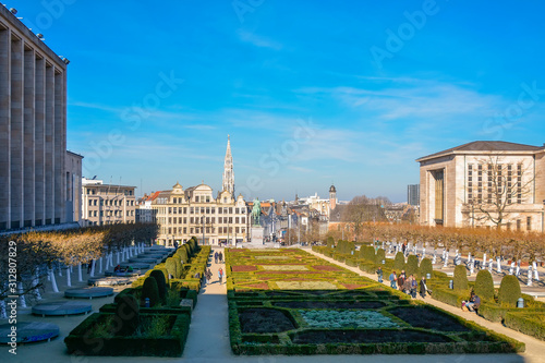 Brussels City capital of Belgium,  Town Hall of City of Brussels is Gothic building from Middle Ages. Grand Place, Grand Square or Grote Markt. Brussels' Town Hall during  day
