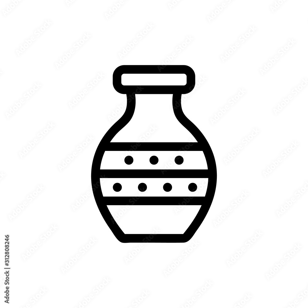 Decorative vase vector icon. A thin line sign. Isolated contour symbol illustration