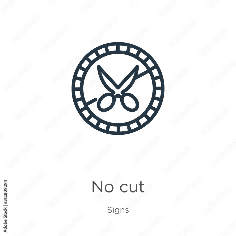 No cut icon. Thin linear no cut outline icon isolated on white background from signs collection. Line vector sign, symbol for web and mobile No cut icon. Thin linear no cut outline icon isolated on white background from signs collection. Line vector sign, symbol for web and mobile