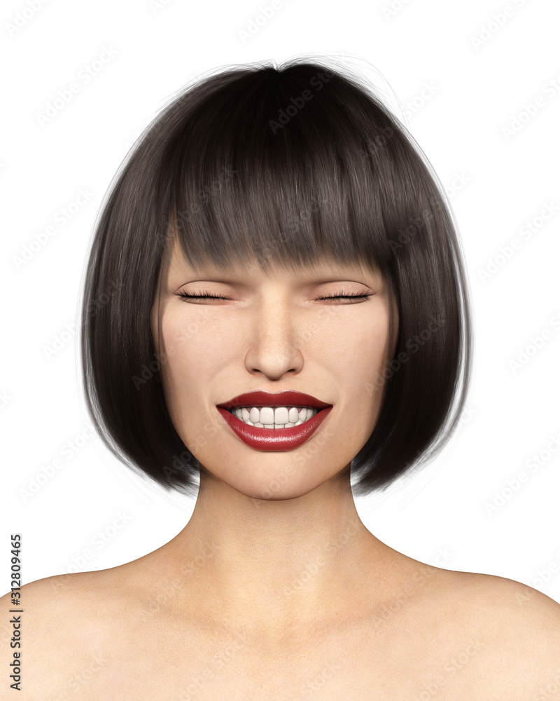 woman portrait closed eyes on isolated white 3D Rendering woman portrait closed eyes on isolated white 3D Rendering