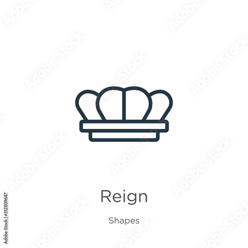 Reign icon. Thin linear reign outline icon isolated on white background from shapes collection. Line vector sign, symbol for web and mobile