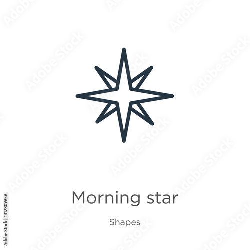 Morning star icon. Thin linear morning star outline icon isolated on white background from shapes collection. Line vector sign, symbol for web and mobile
