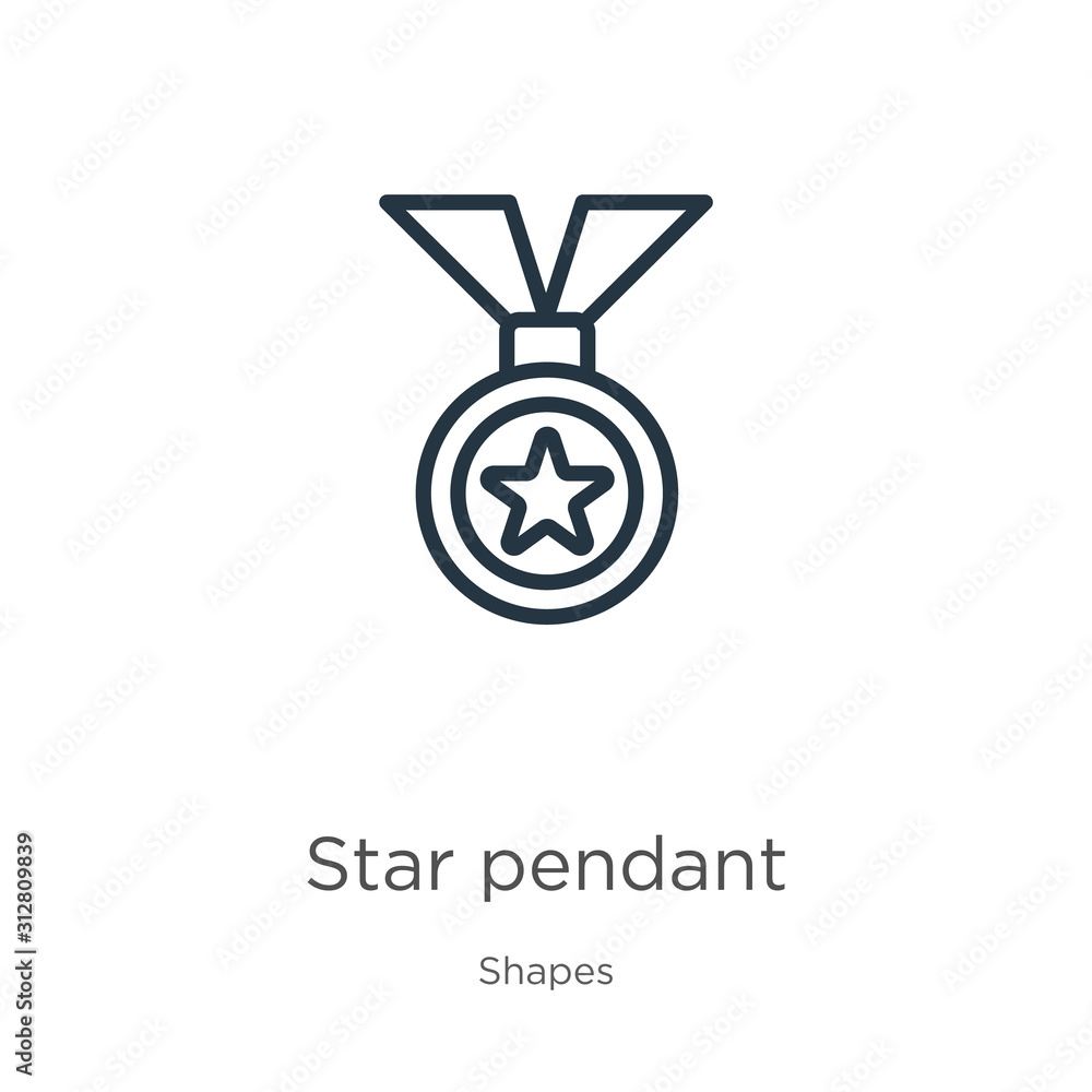 Star pendant icon. Thin linear star pendant outline icon isolated on white background from shapes collection. Line vector sign, symbol for web and mobile Star pendant icon. Thin linear star pendant outline icon isolated on white background from shapes collection. Line vector sign, symbol for web and mobile
