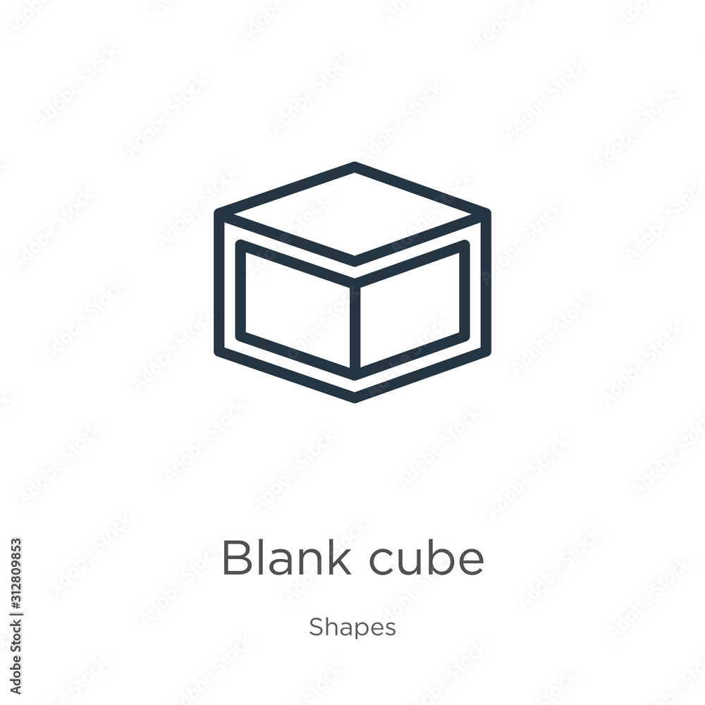 Blank cube icon. Thin linear blank cube outline icon isolated on white background from shapes collection. Line vector sign, symbol for web and mobile Blank cube icon. Thin linear blank cube outline icon isolated on white background from shapes collection. Line vector sign, symbol for web and mobile