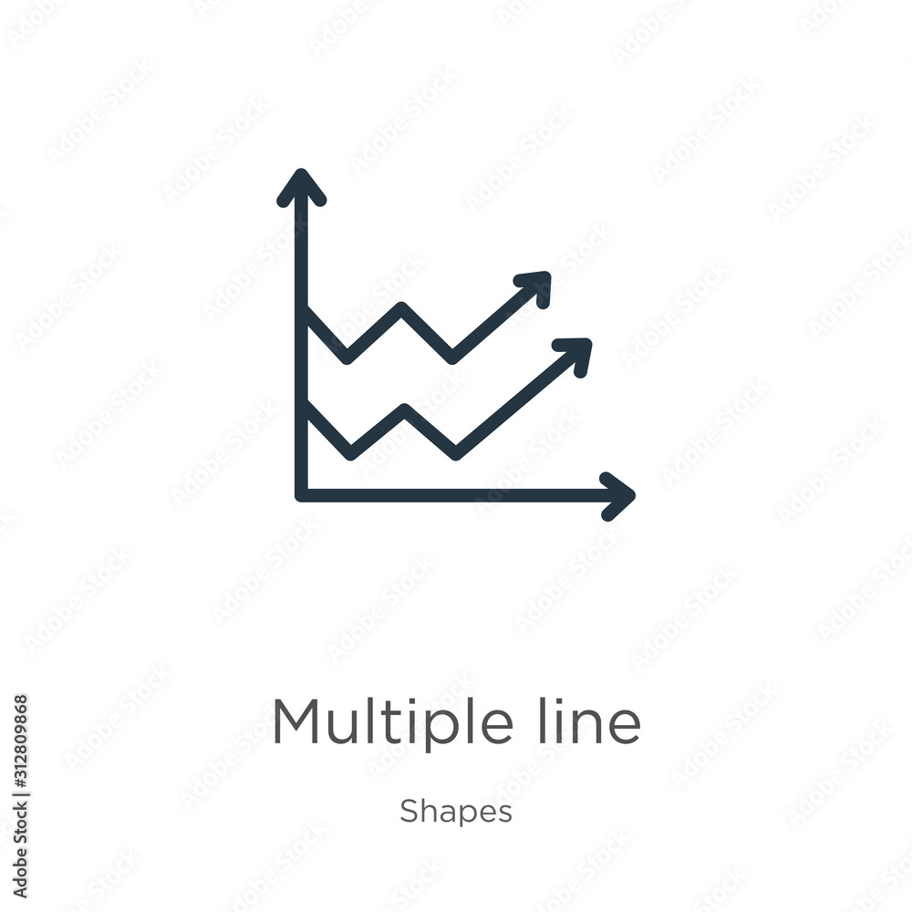 Multiple line icon. Thin linear multiple line outline icon isolated on white background from shapes collection. Line vector sign, symbol for web and mobile Multiple line icon. Thin linear multiple line outline icon isolated on white background from shapes collection. Line vector sign, symbol for web and mobile