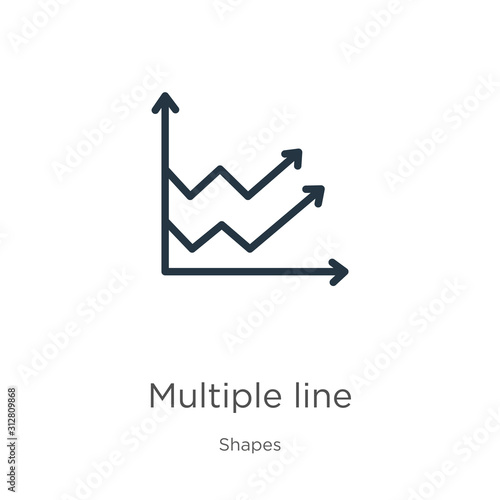 Multiple line icon. Thin linear multiple line outline icon isolated on white background from shapes collection. Line vector sign, symbol for web and mobile