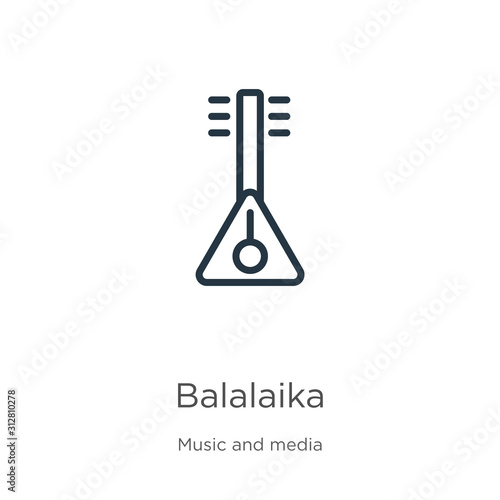 Balalaika icon. Thin linear balalaika outline icon isolated on white background from music collection. Line vector sign, symbol for web and mobile