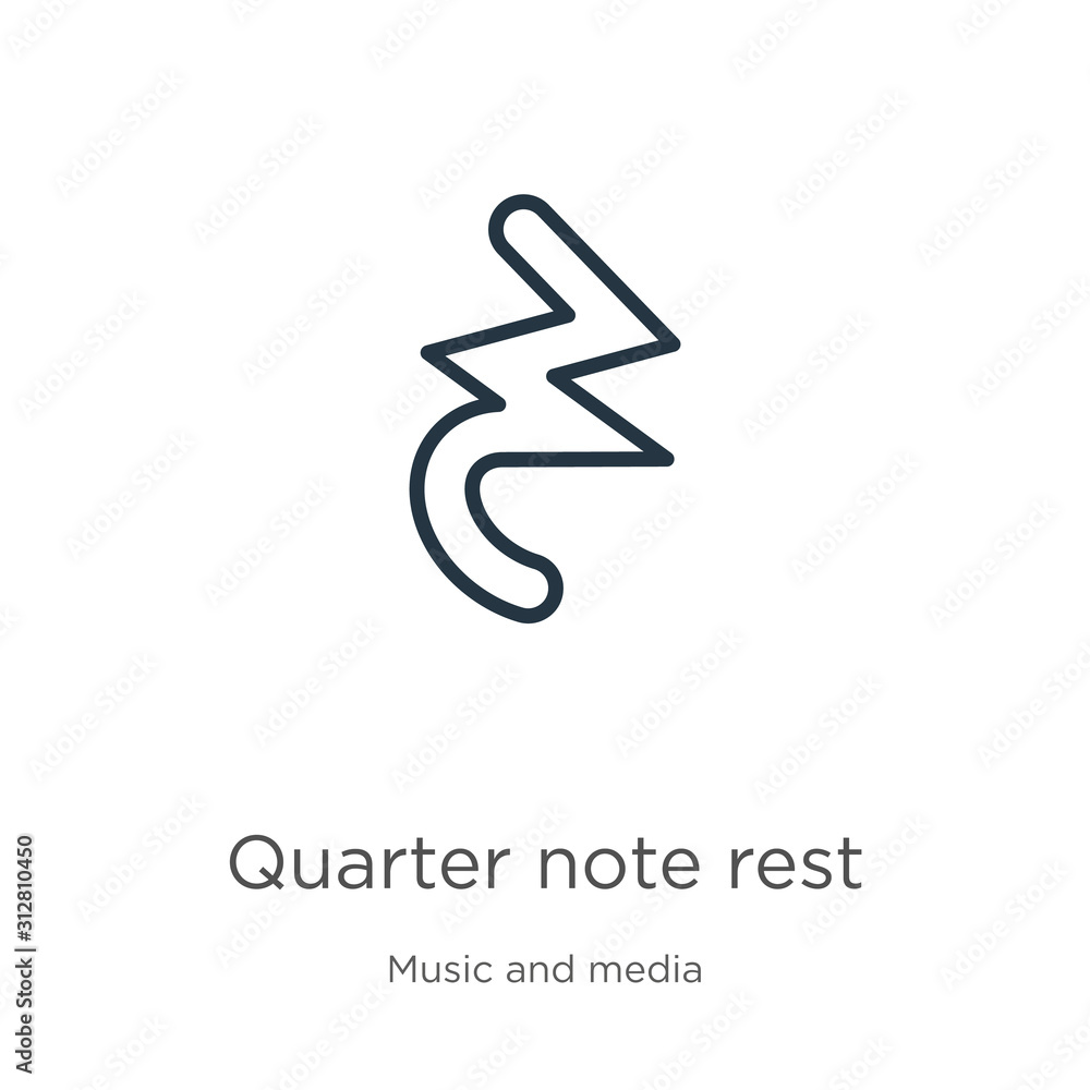 Quarter note rest icon. Thin linear quarter note rest outline icon isolated on white background from music and media collection. Line vector sign, symbol for web and mobile Quarter note rest icon. Thin linear quarter note rest outline icon isolated on white background from music and media collection. Line vector sign, symbol for web and mobile