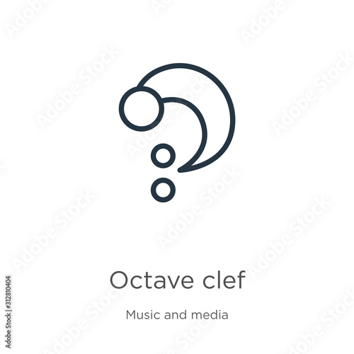 Octave clef icon. Thin linear octave clef outline icon isolated on white background from music and media collection. Line vector sign, symbol for web and mobile