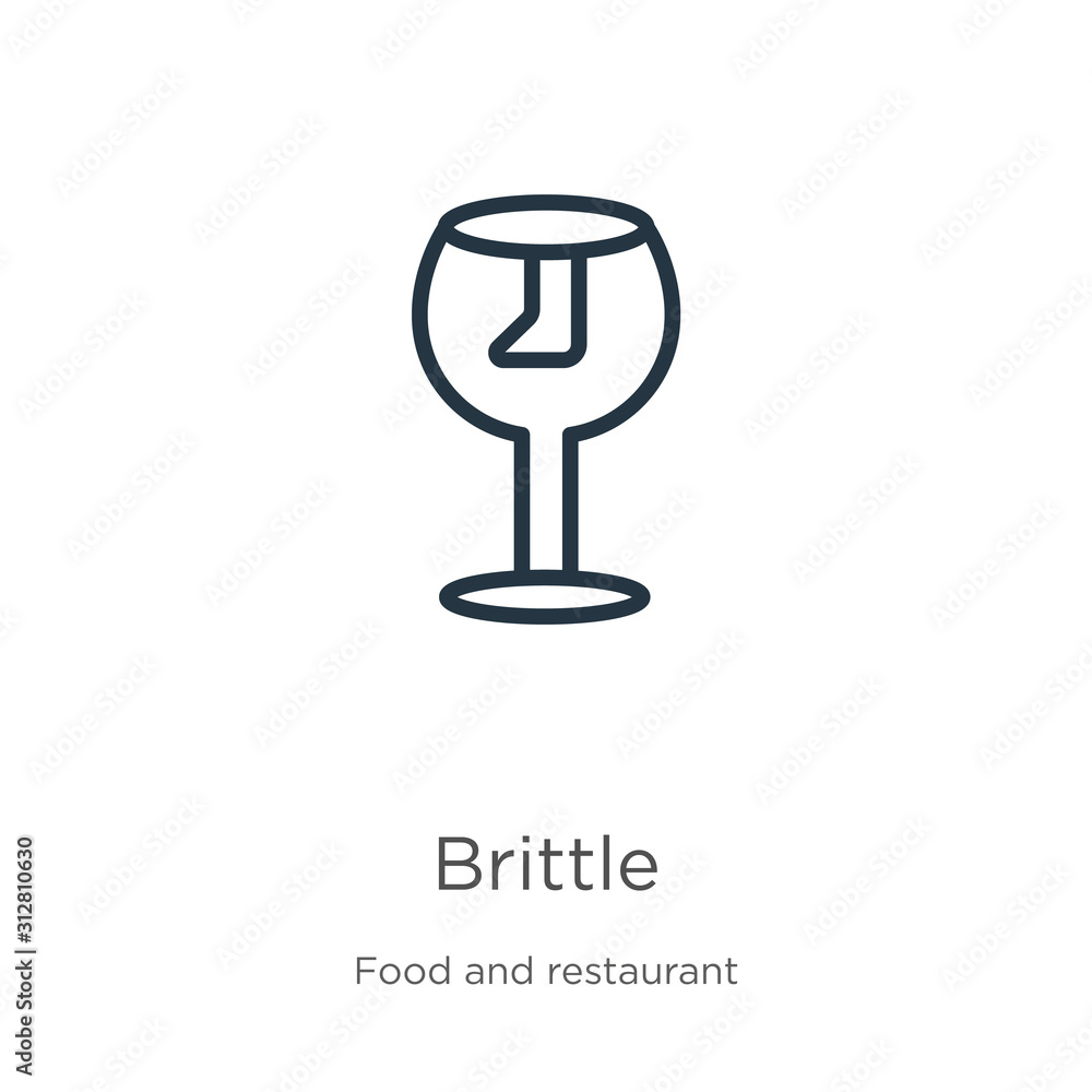 Brittle icon. Thin linear brittle outline icon isolated on white background from food and restaurant collection. Line vector sign, symbol for web and mobile