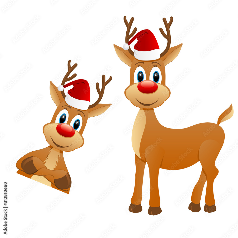 Renntier mit Weihnachtsmannmütze Renntier mit Weihnachtsmannmütze