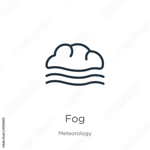Fog icon. Thin linear fog outline icon isolated on white background from meteorology collection. Line vector sign, symbol for web and mobile