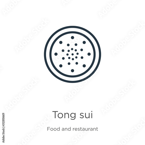 Tong sui icon. Thin linear tong sui outline icon isolated on white background from food and restaurant collection. Line vector sign, symbol for web and mobile