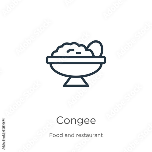 Congee icon. Thin linear congee outline icon isolated on white background from food and restaurant collection. Line vector sign, symbol for web and mobile