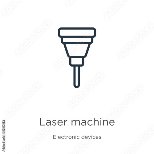 Laser machine icon. Thin linear laser machine outline icon isolated on white background from electronic devices collection. Line vector sign, symbol for web and mobile