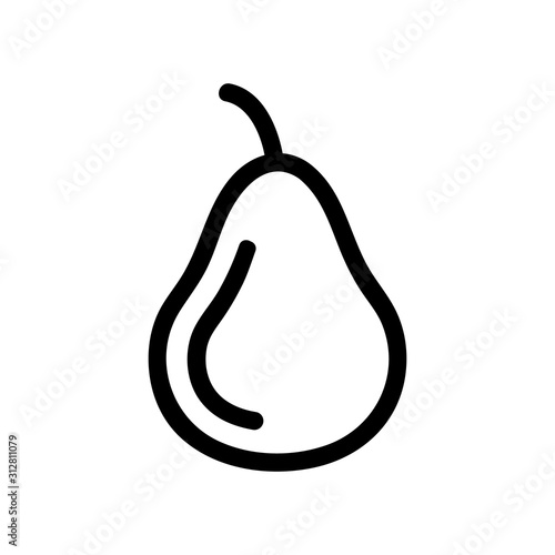 pear icon vector. A thin line sign. Isolated contour symbol illustration