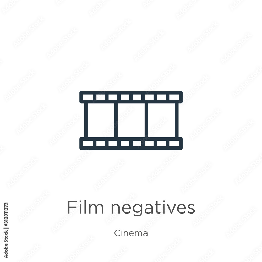 Film negatives icon. Thin linear film negatives outline icon isolated on white background from cinema collection. Line vector sign, symbol for web and mobile Film negatives icon. Thin linear film negatives outline icon isolated on white background from cinema collection. Line vector sign, symbol for web and mobile