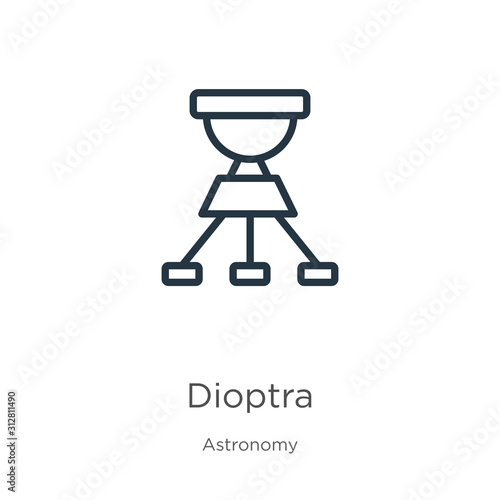 Dioptra icon. Thin linear dioptra outline icon isolated on white background from astronomy collection. Line vector sign, symbol for web and mobile