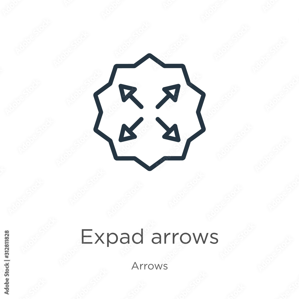 Expad arrows icon. Thin linear expad arrows outline icon isolated on white background from arrows collection. Line vector sign, symbol for web and mobile Expad arrows icon. Thin linear expad arrows outline icon isolated on white background from arrows collection. Line vector sign, symbol for web and mobile