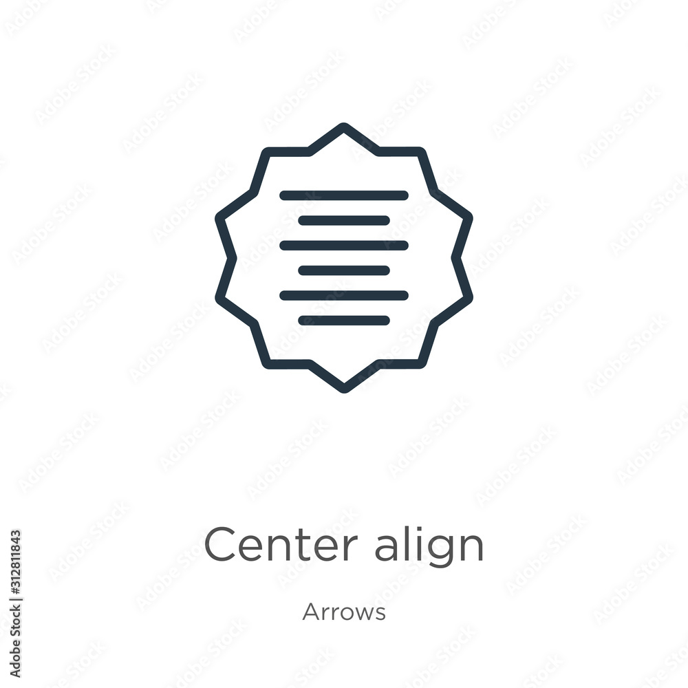 Center align icon. Thin linear center align outline icon isolated on white background from arrows collection. Line vector sign, symbol for web and mobile Center align icon. Thin linear center align outline icon isolated on white background from arrows collection. Line vector sign, symbol for web and mobile