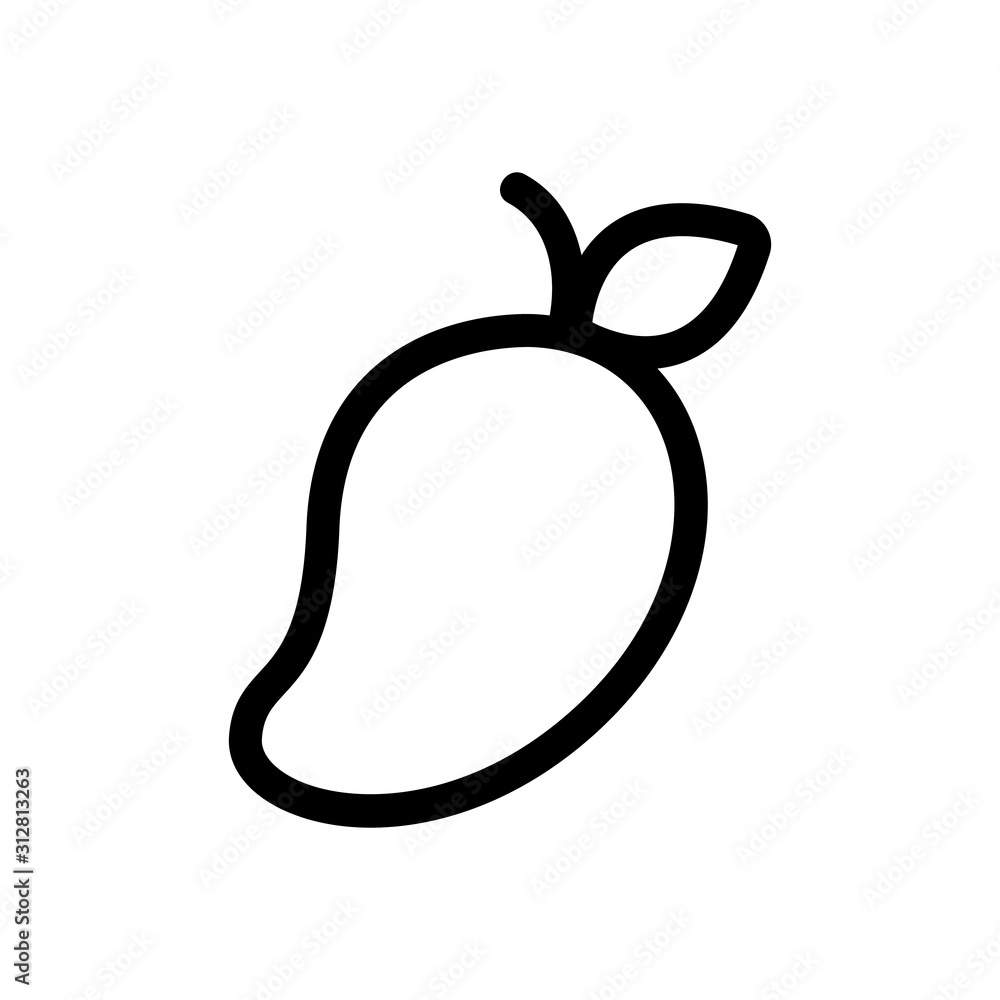 pear icon vector. A thin line sign. Isolated contour symbol illustration