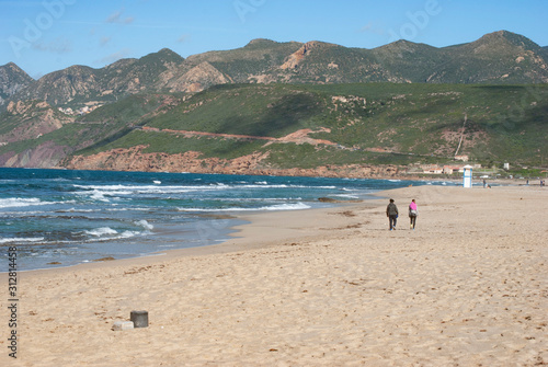 Vista della spiaggia Plage Mesu a Gonnesa photo