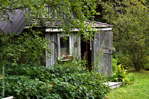 Wood storage building at the Crow Creek Mine in Alaska photo