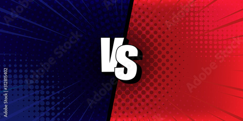 VS Versus Blue and red comic design. Modern vector illustration flat style.