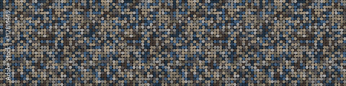 Dark pebble mosaic effect vectorbanner texture. Masculine geometric seamless border melange pattern. Hand drawn variegated irregular shapes background. Textured classic  brown hipster ribbon trim.