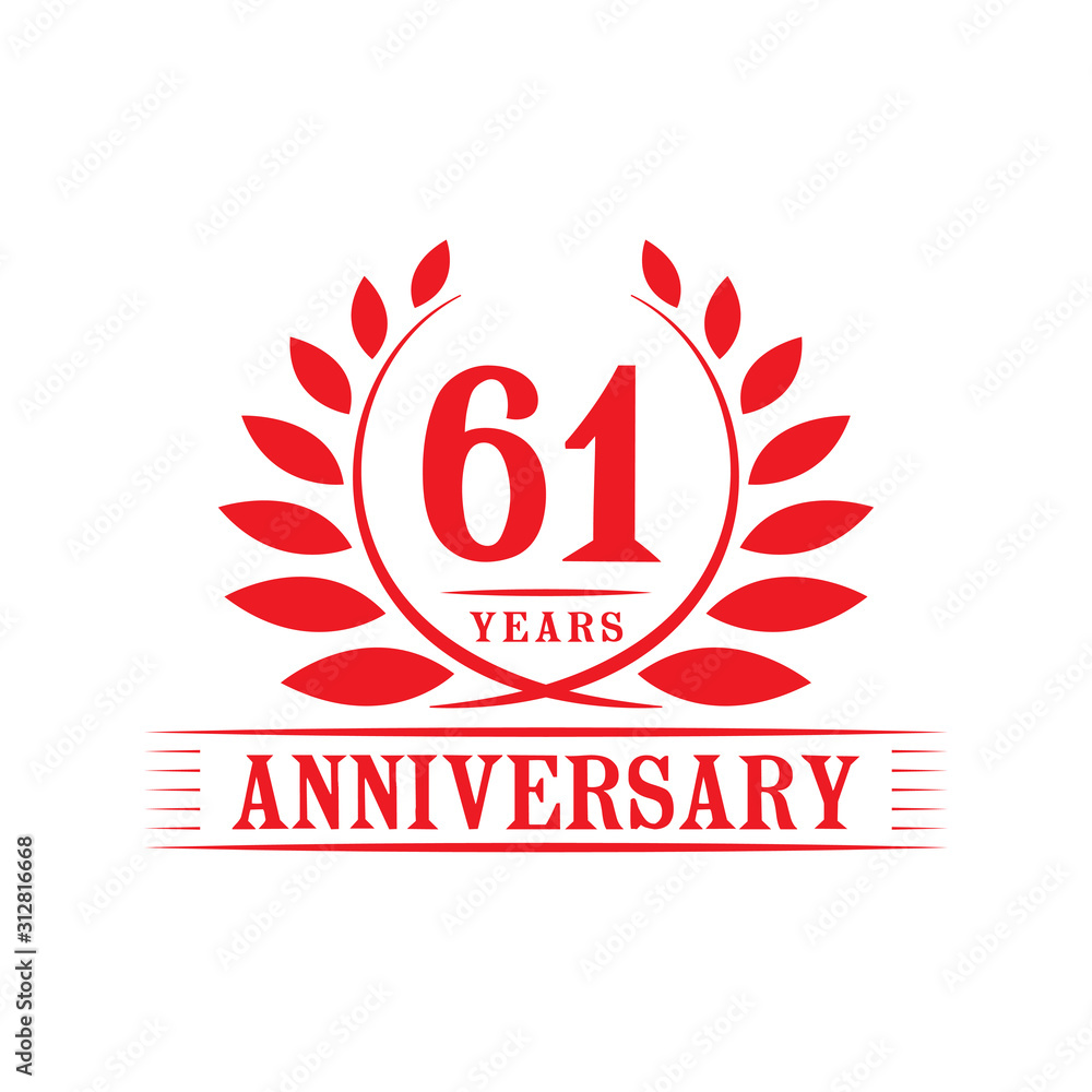 61 years logo design template. Sixty first anniversary vector and illustration. 61 years logo design template. Sixty first anniversary vector and illustration.