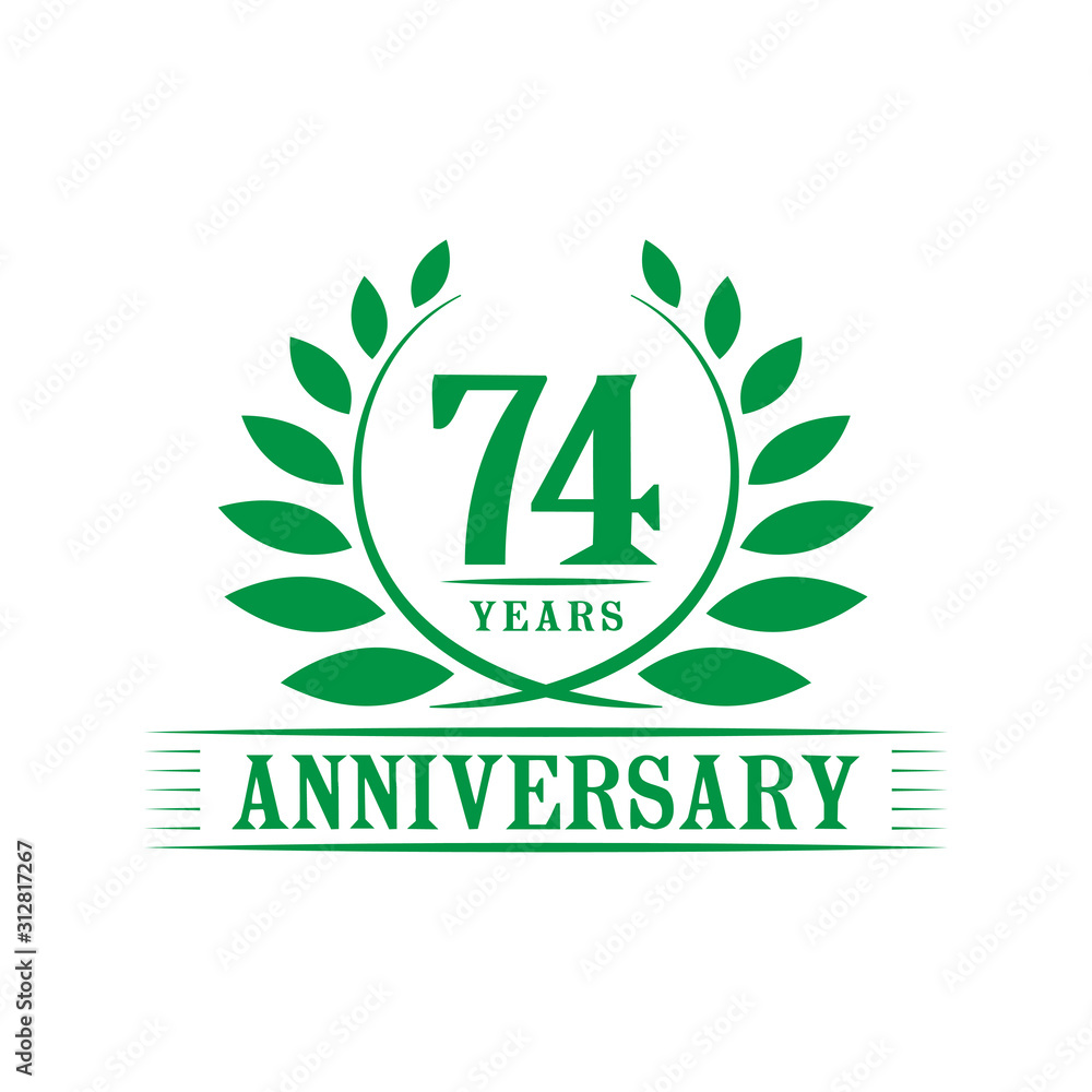 74 years logo design template. Seventy fourth anniversary vector and illustration.