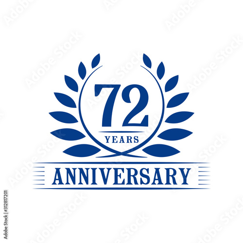 72 years logo design template. Seventy second anniversary vector and illustration.