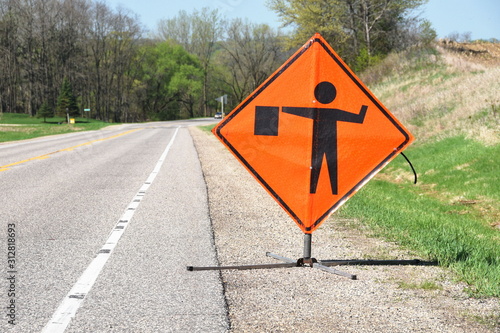 Flagman Ahead sign